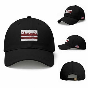Washington DC Flag Baseball Cap TS10 Baseball Cap Universal Fit Black Print Your Wear