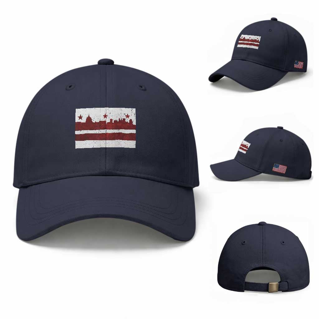 Washington DC Flag Baseball Cap TS10 Baseball Cap Universal Fit Navy Print Your Wear
