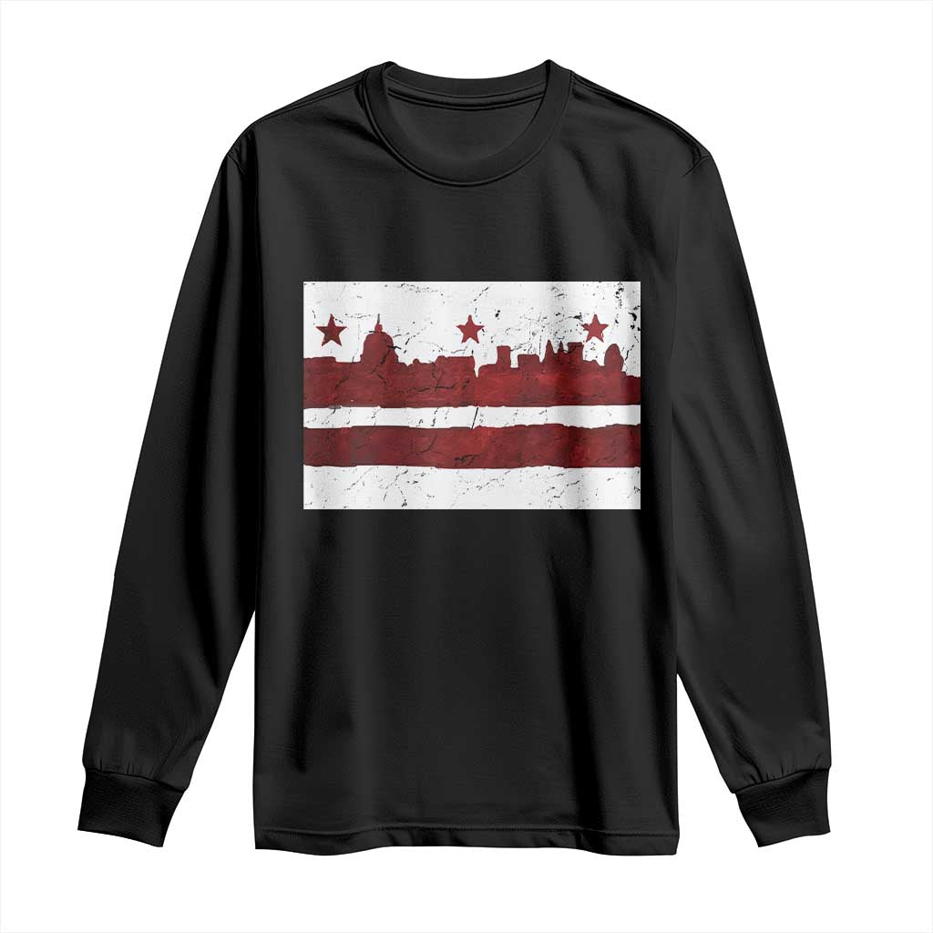 Washington DC Flag Long Sleeve Shirt TS10 Black Print Your Wear
