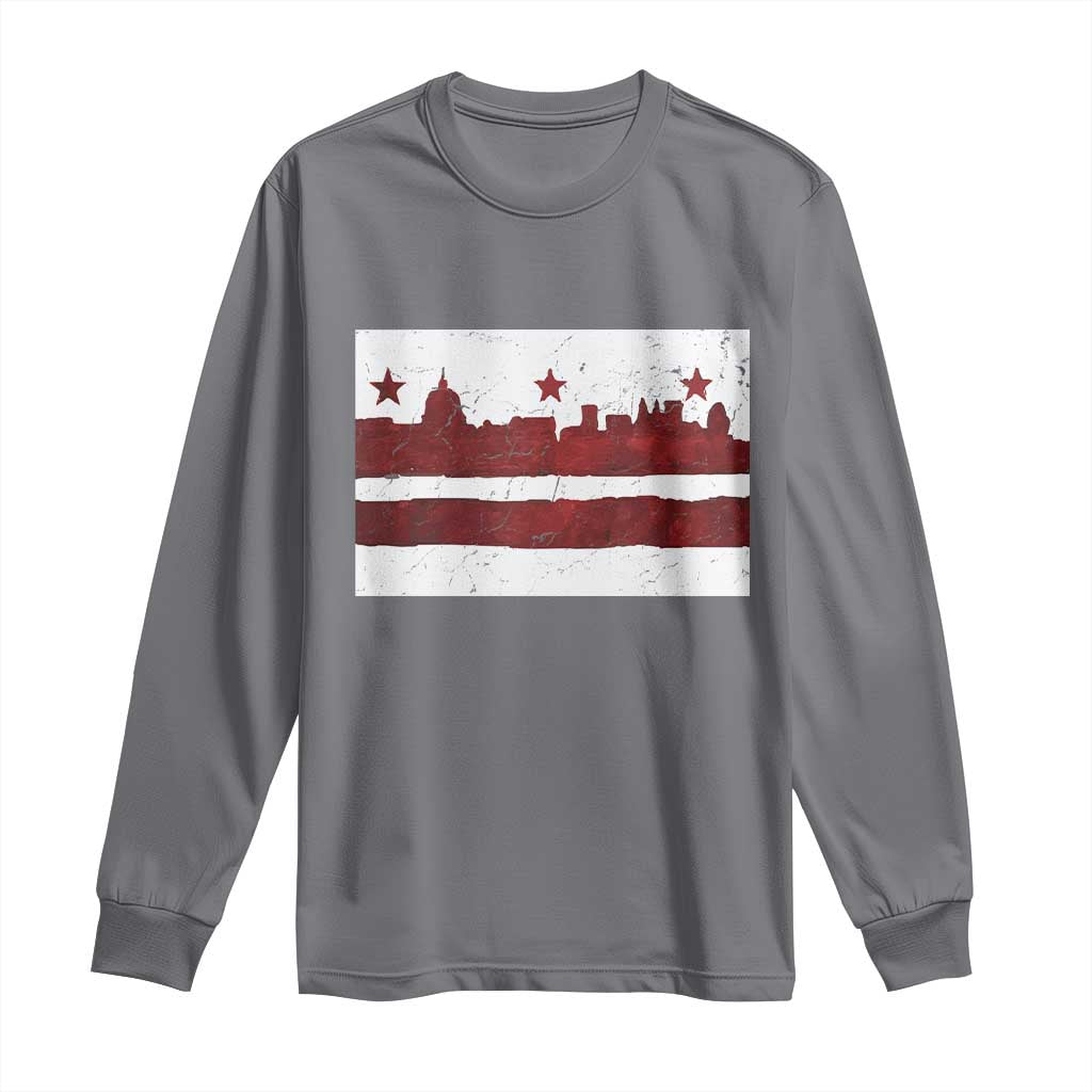 Washington DC Flag Long Sleeve Shirt TS10 Charcoal Print Your Wear