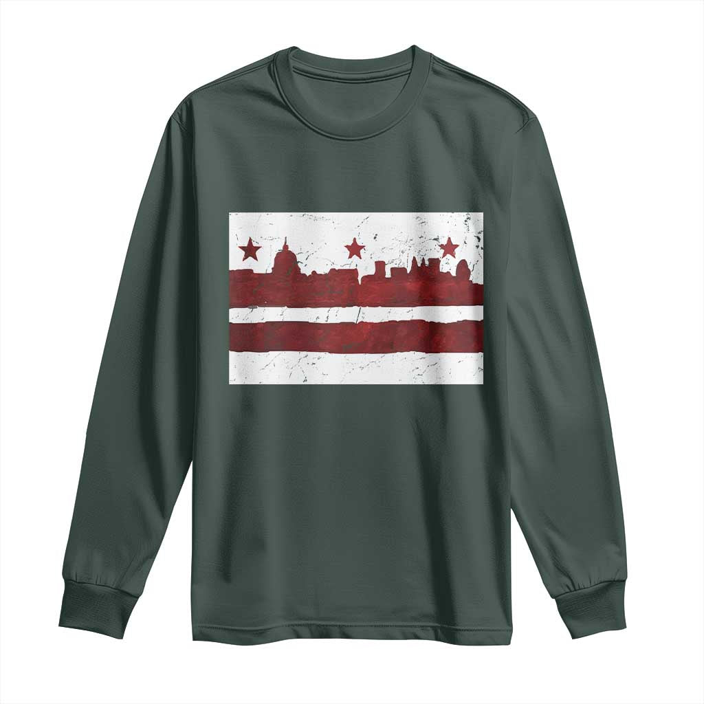Washington DC Flag Long Sleeve Shirt TS10 Dark Forest Green Print Your Wear
