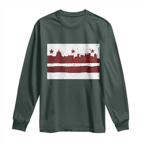Washington DC Flag Long Sleeve Shirt TS10 Dark Forest Green Print Your Wear