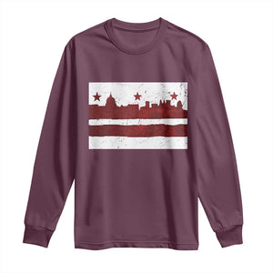 Washington DC Flag Long Sleeve Shirt TS10 Maroon Print Your Wear