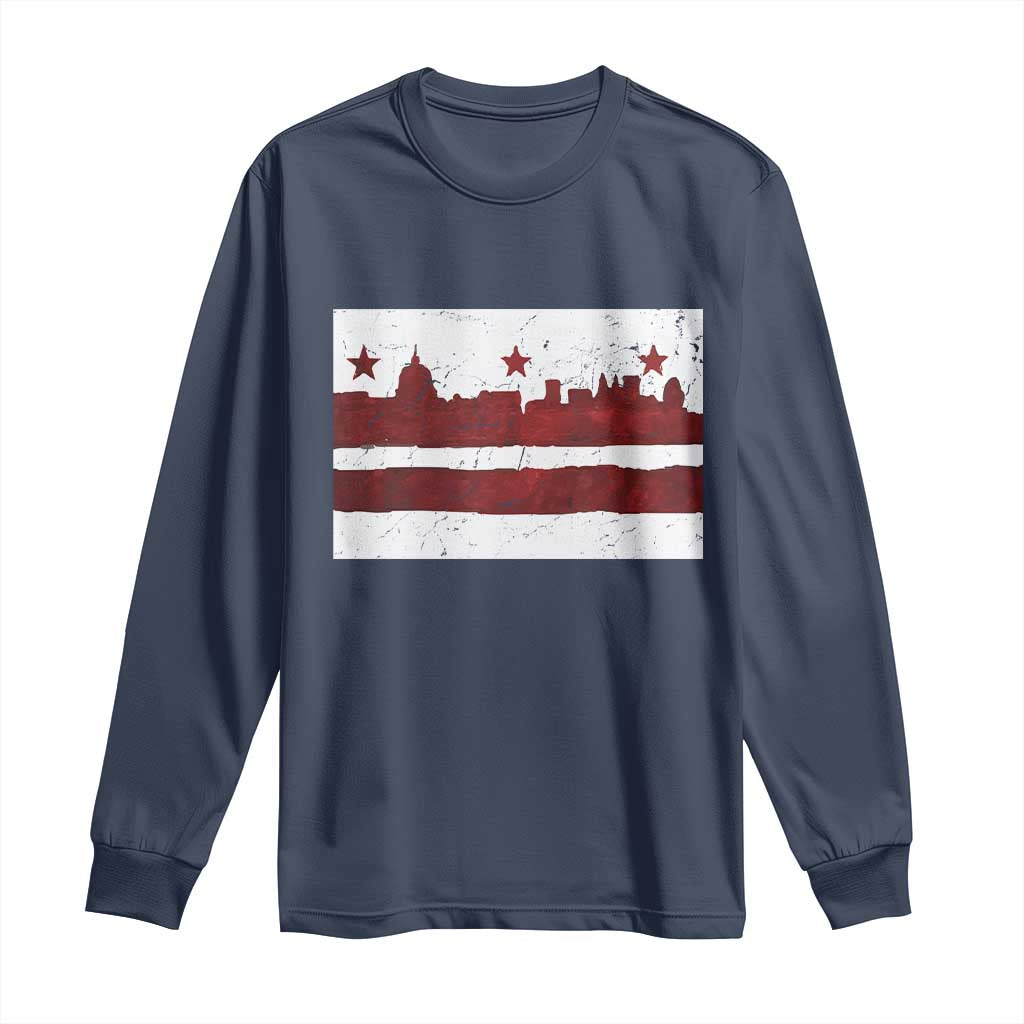 Washington DC Flag Long Sleeve Shirt TS10 Navy Print Your Wear