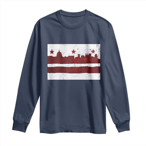 Washington DC Flag Long Sleeve Shirt TS10 Navy Print Your Wear