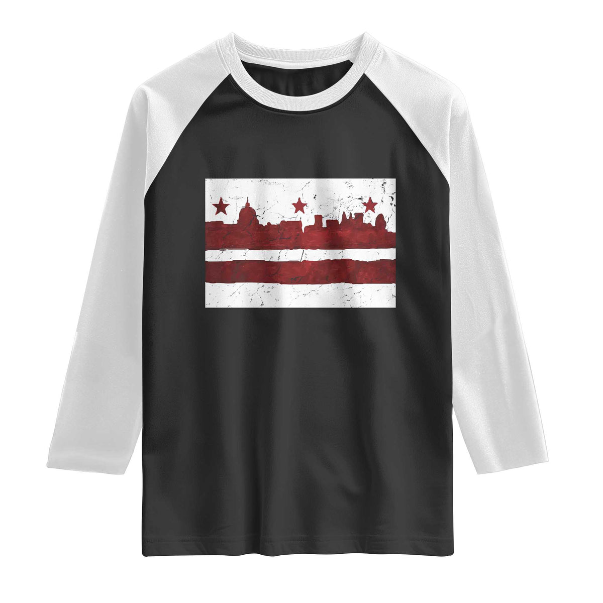 Washington DC Flag Raglan Shirt TS10 Black White Print Your Wear