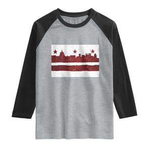 Washington DC Flag Raglan Shirt TS10 Heather Gray Black Print Your Wear