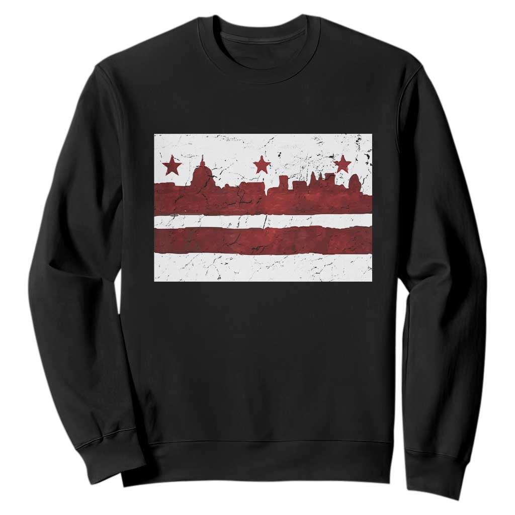 Washington DC Flag Sweatshirt TS10 Black Print Your Wear