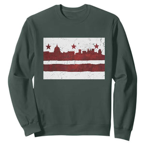 Washington DC Flag Sweatshirt TS10 Dark Forest Green Print Your Wear