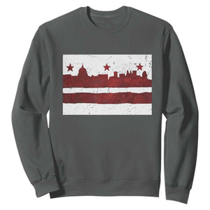 Washington DC Flag Sweatshirt TS10 Dark Heather Print Your Wear