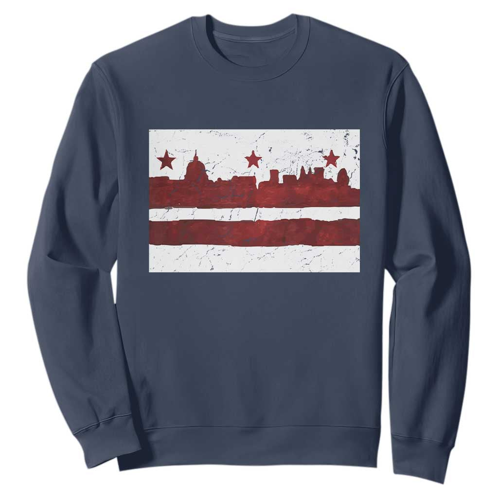 Washington DC Flag Sweatshirt TS10 Navy Print Your Wear