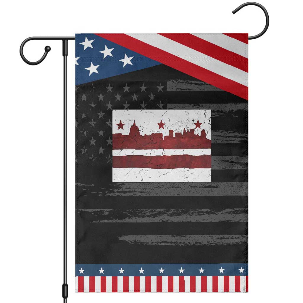Washington DC Flag Garden Flag TS10 Distressed Black Blue Print Your Wear