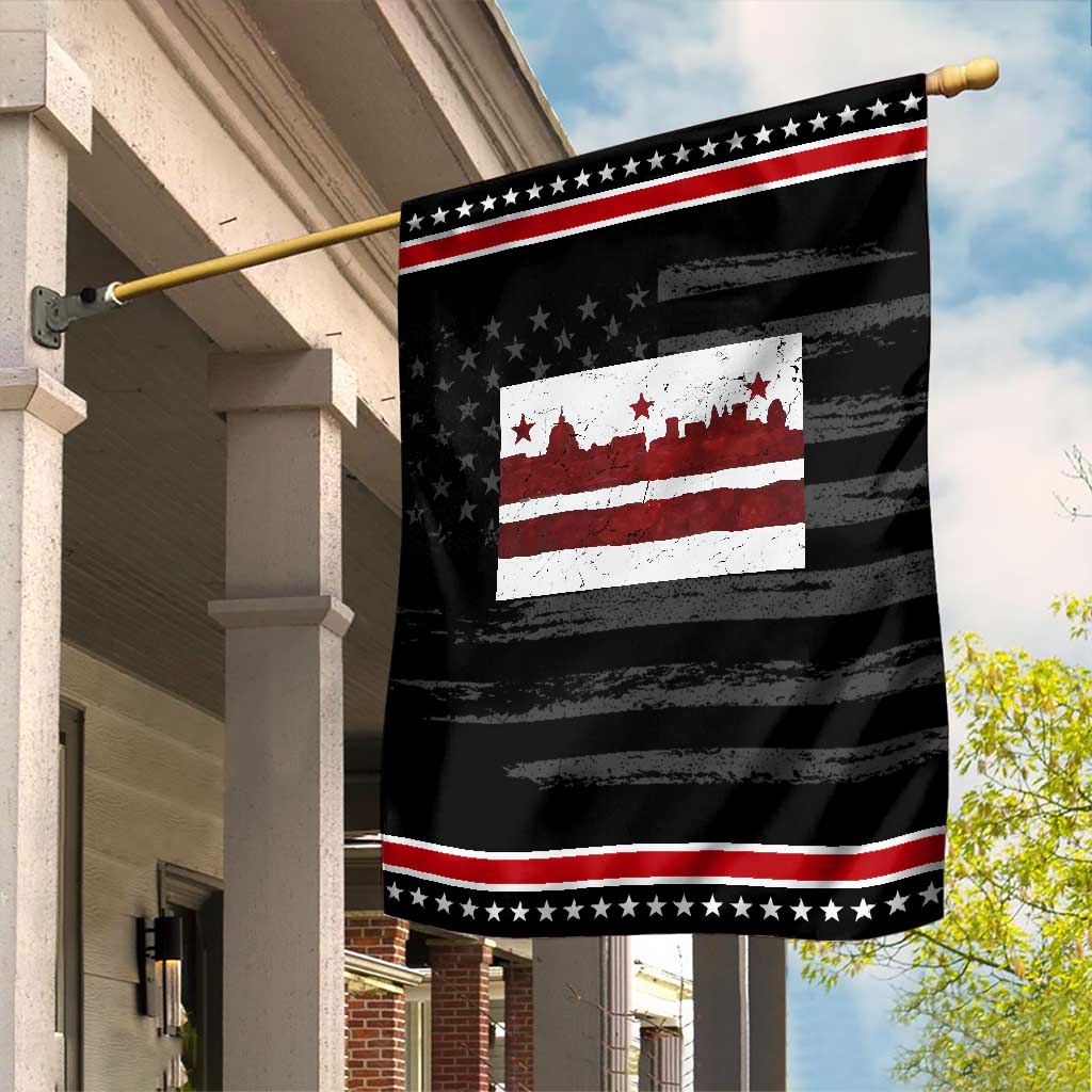Washington DC Flag Garden Flag TS10 Distressed Black Red Print Your Wear
