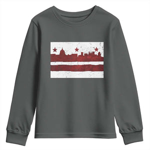 Washington DC Flag Youth Sweatshirt TS10 Dark Heather Print Your Wear