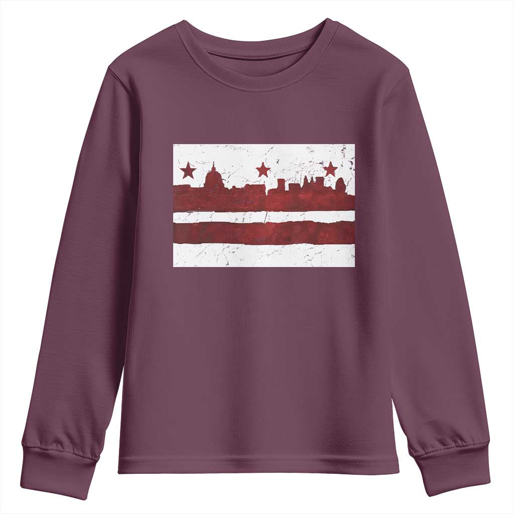 Washington DC Flag Youth Sweatshirt TS10 Maroon Print Your Wear