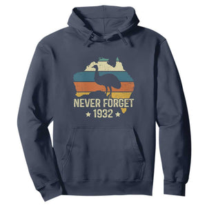 Never Forget 1932 Emu War Hoodie Funny Emu Lover Zookeeper TS10 Navy Print Your Wear