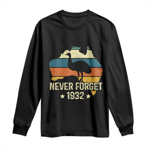 Never Forget 1932 Emu War Long Sleeve Shirt Funny Emu Lover Zookeeper TS10 Black Print Your Wear