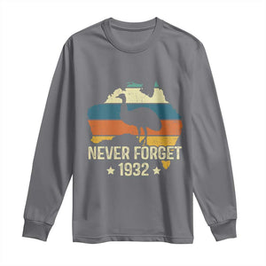 Never Forget 1932 Emu War Long Sleeve Shirt Funny Emu Lover Zookeeper TS10 Charcoal Print Your Wear