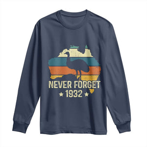 Never Forget 1932 Emu War Long Sleeve Shirt Funny Emu Lover Zookeeper TS10 Navy Print Your Wear