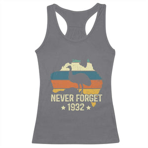 Never Forget 1932 Emu War Racerback Tank Top Funny Emu Lover Zookeeper TS10 Charcoal Print Your Wear