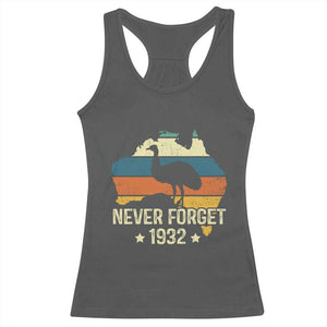 Never Forget 1932 Emu War Racerback Tank Top Funny Emu Lover Zookeeper TS10 Dark Heather Print Your Wear