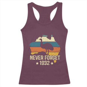 Never Forget 1932 Emu War Racerback Tank Top Funny Emu Lover Zookeeper TS10 Maroon Print Your Wear