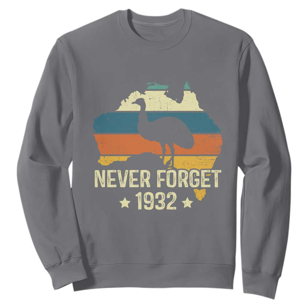 Never Forget 1932 Emu War Sweatshirt Funny Emu Lover Zookeeper TS10 Charcoal Print Your Wear