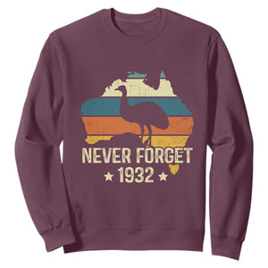 Never Forget 1932 Emu War Sweatshirt Funny Emu Lover Zookeeper TS10 Maroon Print Your Wear