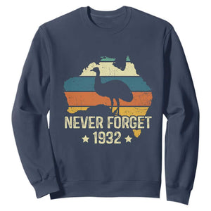 Never Forget 1932 Emu War Sweatshirt Funny Emu Lover Zookeeper TS10 Navy Print Your Wear