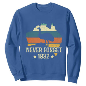Never Forget 1932 Emu War Sweatshirt Funny Emu Lover Zookeeper TS10 Royal Blue Print Your Wear