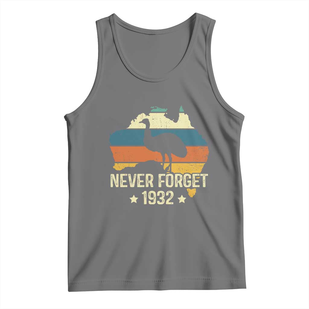 Never Forget 1932 Emu War Tank Top Funny Emu Lover Zookeeper TS10 Black Heather Print Your Wear