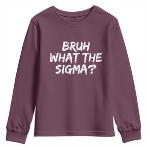 Bruh What The Sigma Youth Sweatshirt Funny Saying Meme Genz Gen Alpha Slang TS10 Maroon Print Your Wear