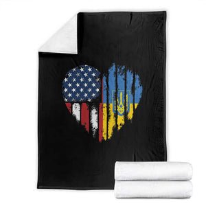Support Ukraine Throw Blanket Stand With Ukraine American Ukrainian Flag TS10 Black Print Your Wear