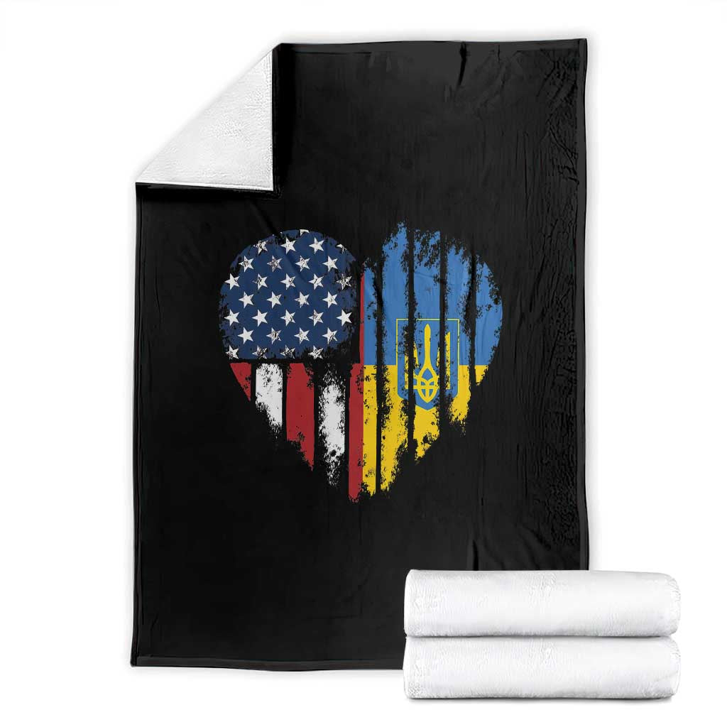Support Ukraine Throw Blanket Stand With Ukraine American Ukrainian Flag TS10 Black Print Your Wear