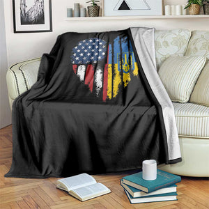 Support Ukraine Throw Blanket Stand With Ukraine American Ukrainian Flag TS10 Print Your Wear