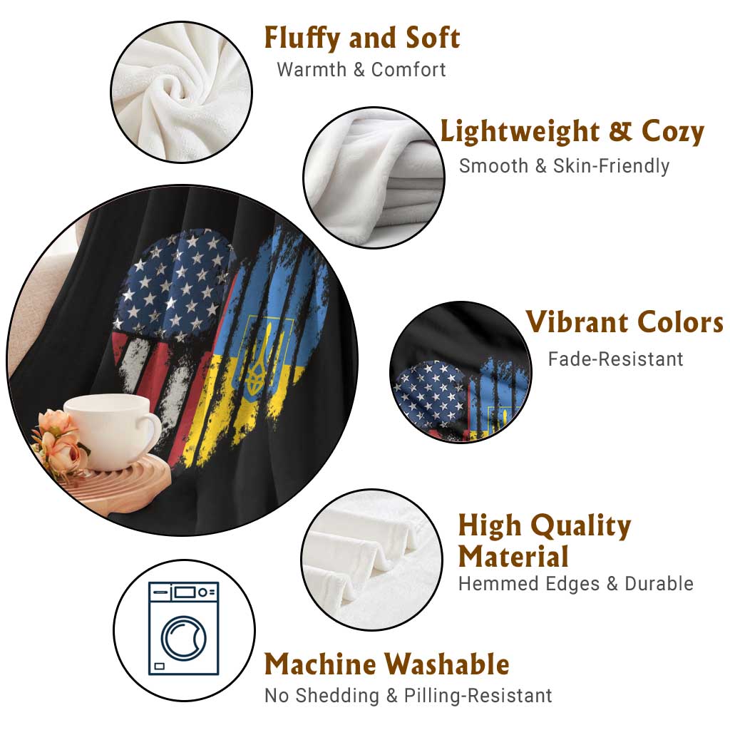 Support Ukraine Throw Blanket Stand With Ukraine American Ukrainian Flag TS10 Print Your Wear