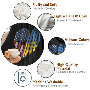 Support Ukraine Throw Blanket Stand With Ukraine American Ukrainian Flag TS10 Print Your Wear