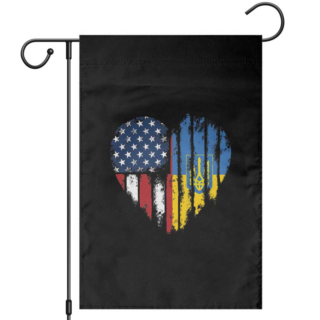 Support Ukraine Garden Flag Stand With Ukraine American Ukrainian Flag TS10 Black Print Your Wear