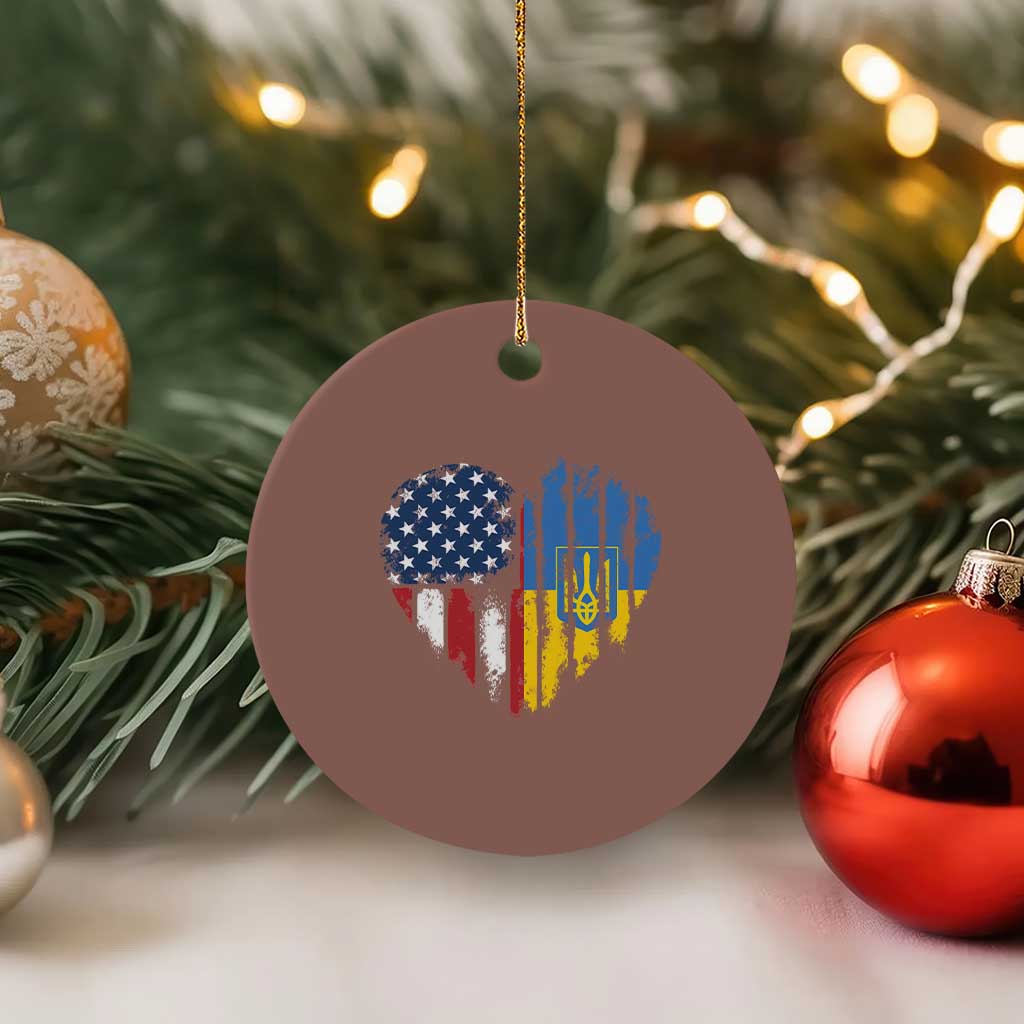 Support Ukraine Ceramic Ornament Stand With Ukraine American Ukrainian Flag TS10 1pc Mocha Print Your Wear