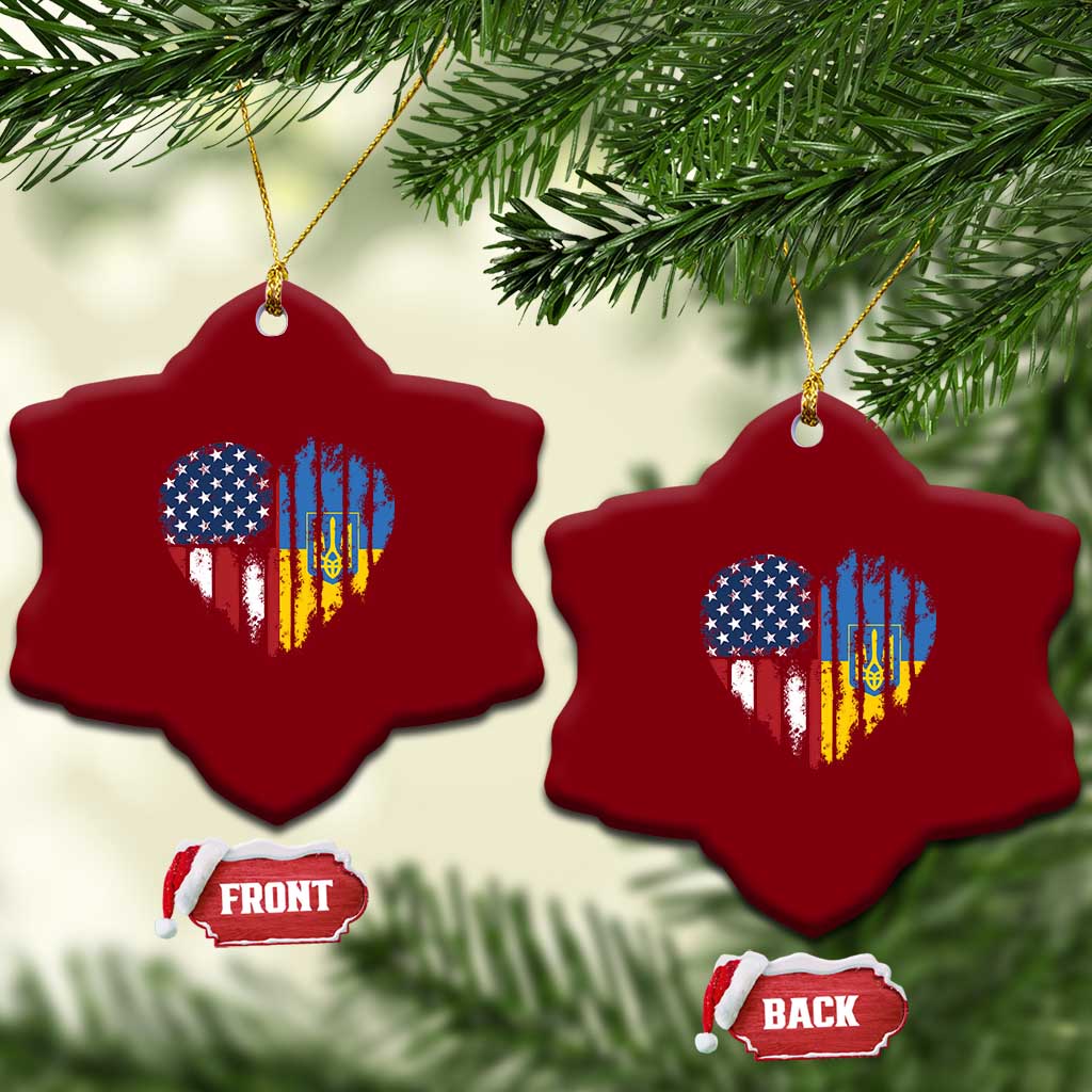Support Ukraine Ceramic Ornament Stand With Ukraine American Ukrainian Flag TS10 Print Your Wear