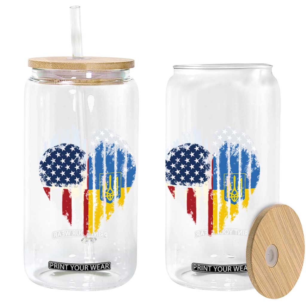 Support Ukraine Glass Can Stand With Ukraine American Ukrainian Flag TS10 Print Your Wear
