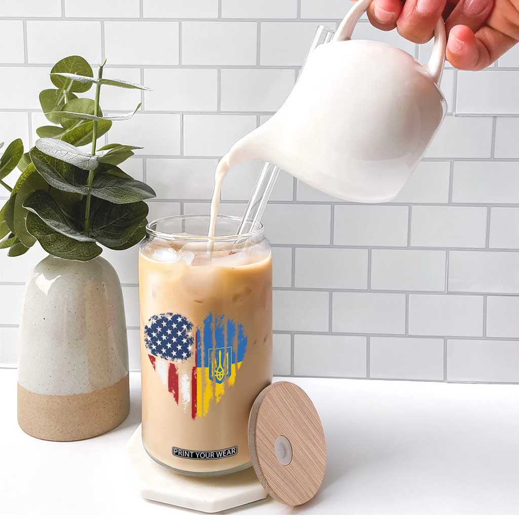 Support Ukraine Glass Can Stand With Ukraine American Ukrainian Flag TS10 Print Your Wear