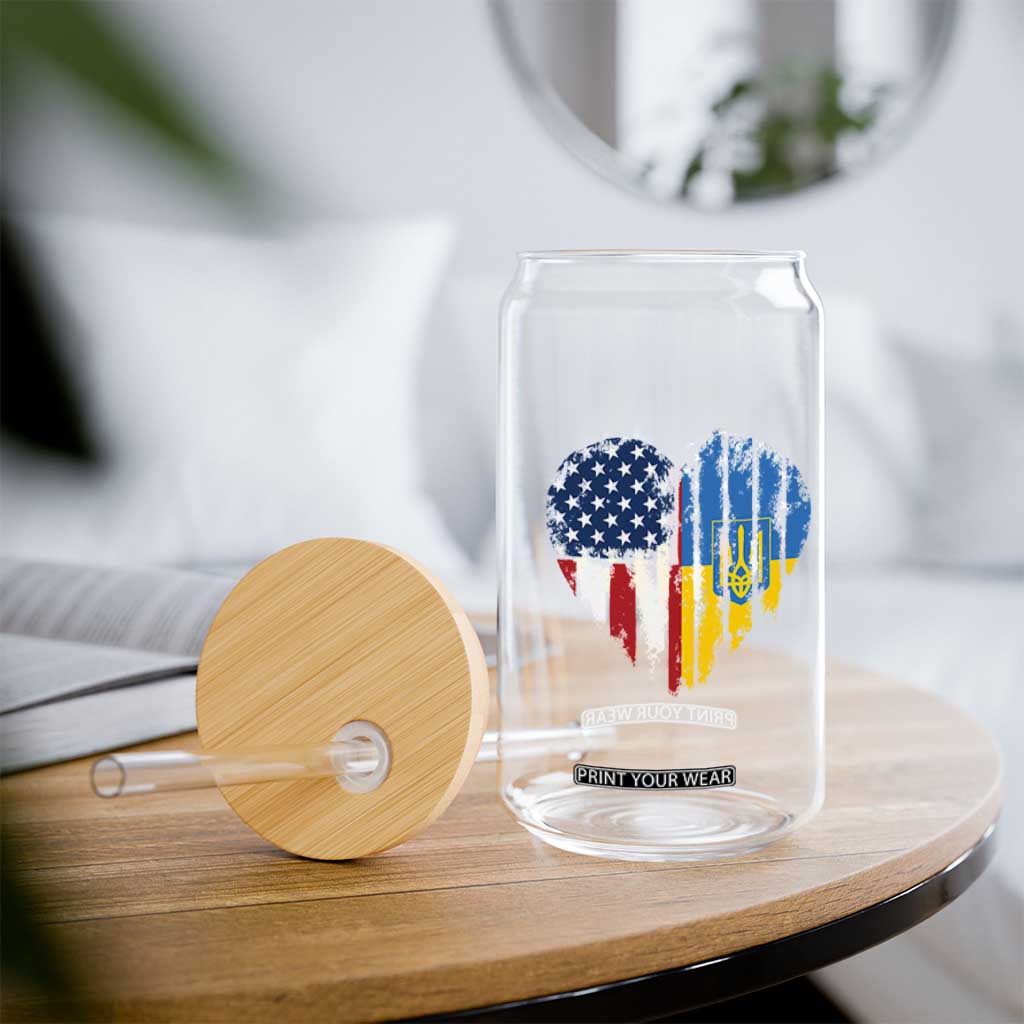 Support Ukraine Glass Can Stand With Ukraine American Ukrainian Flag TS10 Print Your Wear