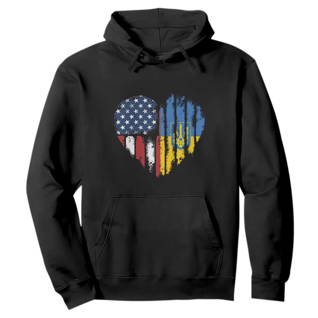 Support Ukraine Hoodie Stand With Ukraine American Ukrainian Flag TS10 Black Print Your Wear