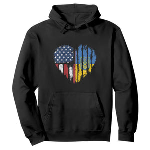 Support Ukraine Hoodie Stand With Ukraine American Ukrainian Flag TS10 Black Print Your Wear