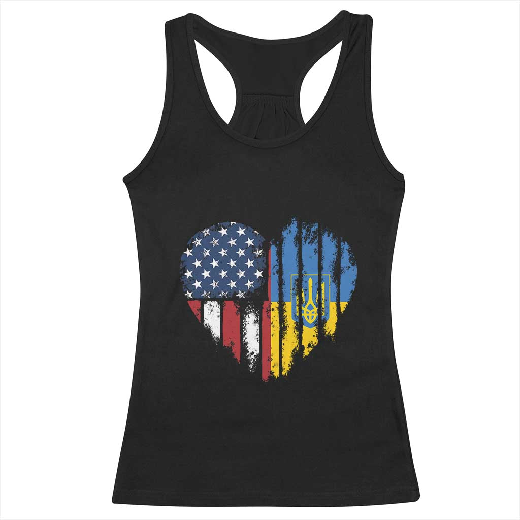 Support Ukraine Racerback Tank Top Stand With Ukraine American Ukrainian Flag TS10 Black Print Your Wear