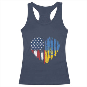 Support Ukraine Racerback Tank Top Stand With Ukraine American Ukrainian Flag TS10 Navy Print Your Wear