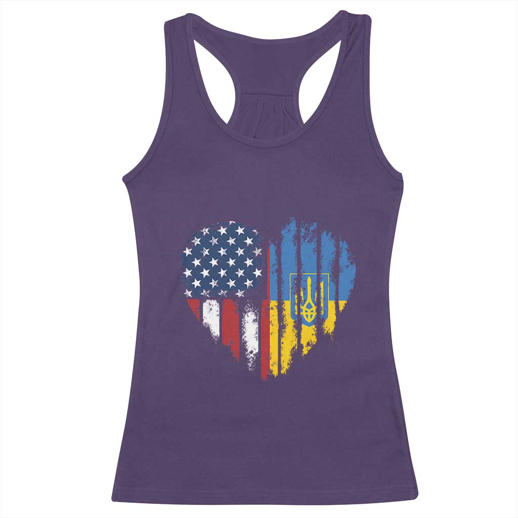 Support Ukraine Racerback Tank Top Stand With Ukraine American Ukrainian Flag TS10 Purple Print Your Wear