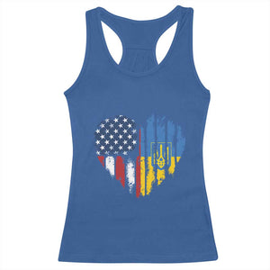 Support Ukraine Racerback Tank Top Stand With Ukraine American Ukrainian Flag TS10 Royal Blue Print Your Wear
