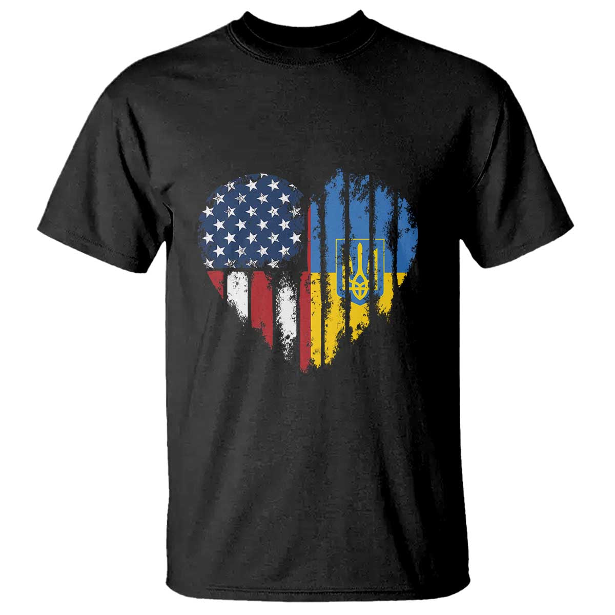 Support Ukraine T Shirt - Stand With Ukraine American Ukrainian Flag Protest Tee TS10 Black Print Your Wear